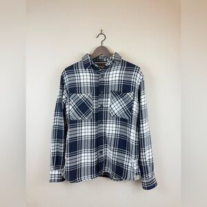 Amongst Others Men’s Plaid Navy White  Shirt Jacket Shacket Size Small NWT
